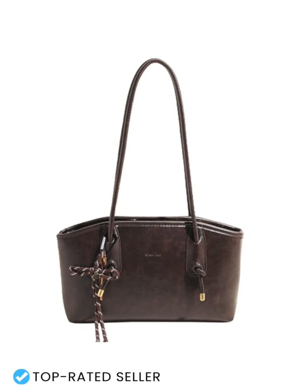 Vintage Faux Leather Shoulder Bag with Pendant